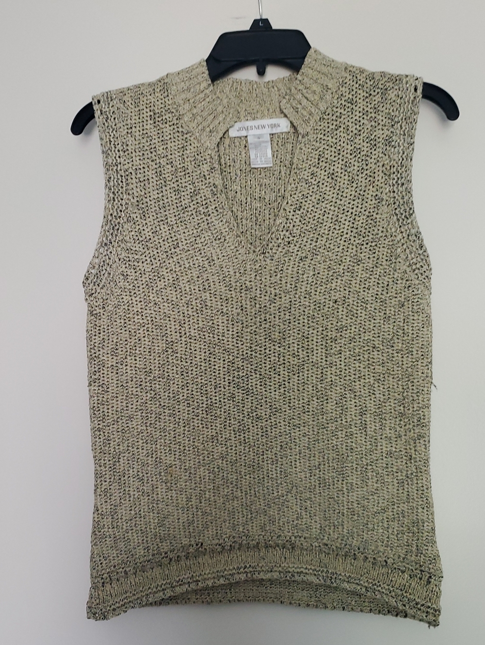 Jones New York Beige Heather Knit V-Neck Sleeveless Top